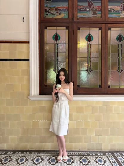 UDRESSY In-House Design: Youthful "Old Money" Style Tencel-Linen Vacation Camisole Dress