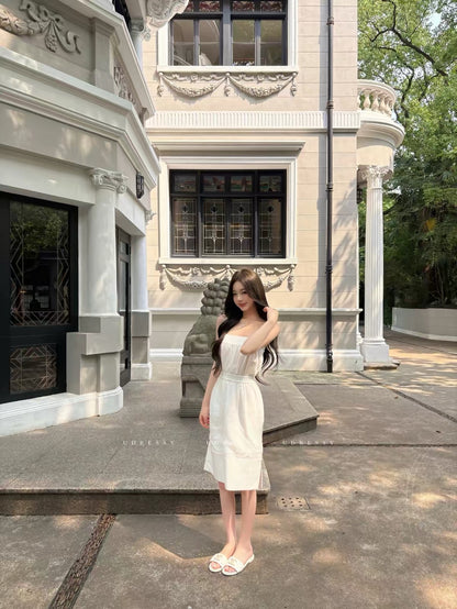 UDRESSY In-House Design: Youthful "Old Money" Style Tencel-Linen Vacation Camisole Dress