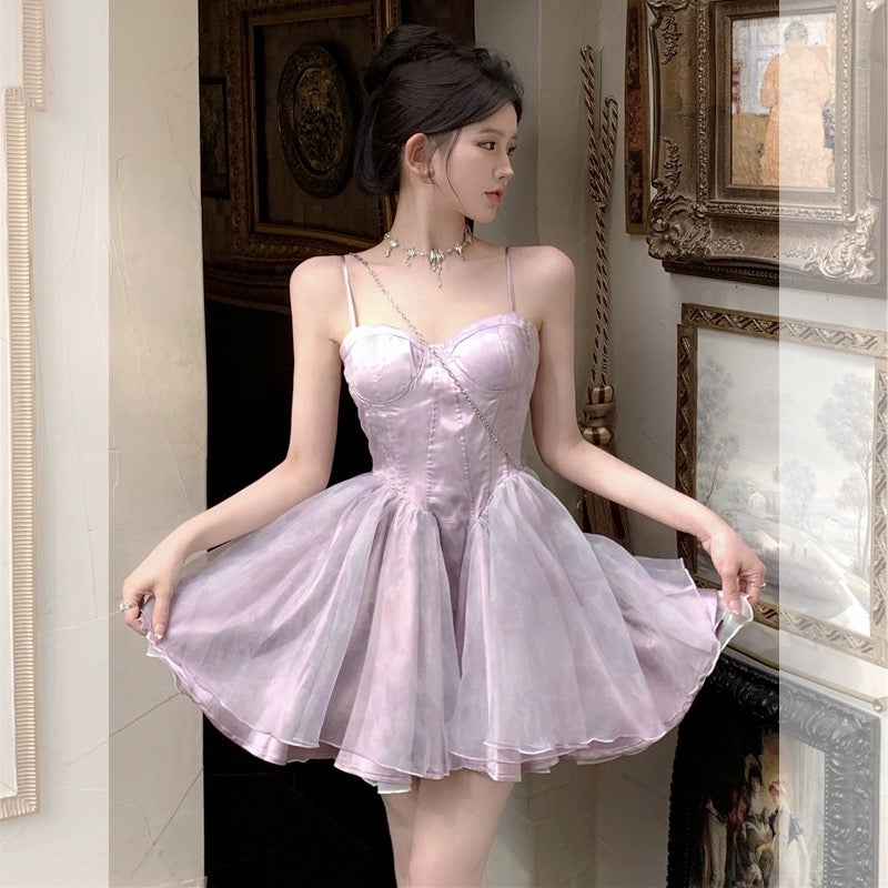 SKIRT "Iris's Thoughts" Fishbone Sling Dress Women's Tube Top Tie-Dye Princess Tutu Skirt