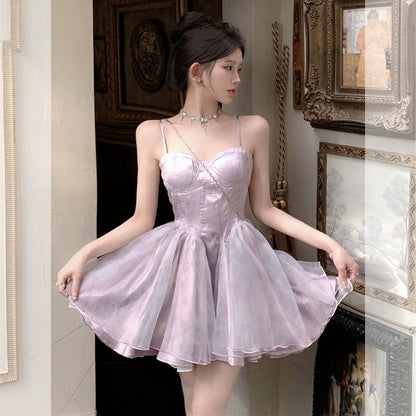 SKIRT "Iris's Thoughts" Fishbone Sling Dress Women's Tube Top Tie-Dye Princess Tutu Skirt
