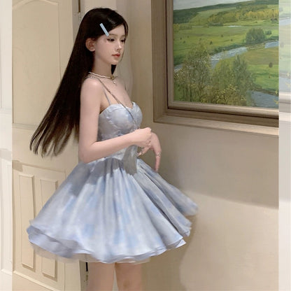 SKIRT "Iris's Thoughts" Fishbone Sling Dress Women's Tube Top Tie-Dye Princess Tutu Skirt