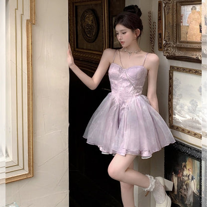 SKIRT "Iris's Thoughts" Fishbone Sling Dress Women's Tube Top Tie-Dye Princess Tutu Skirt
