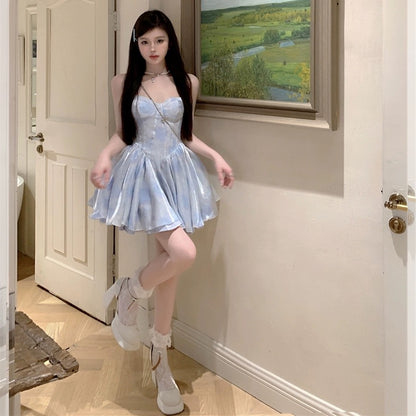 SKIRT "Iris's Thoughts" Fishbone Sling Dress Women's Tube Top Tie-Dye Princess Tutu Skirt