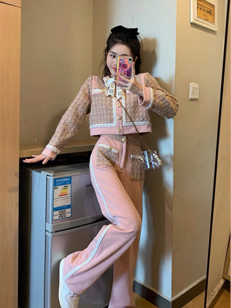 [Benefits for pet fans] Small fragrance suit for women spring 2023 new style two-piece set with ladylike temperament, sweetness and high-end sense (S041)