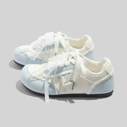 BEIER cute printed white shoes 2025 new summer leather flat bottom soft bottom niche casual sneakers for women