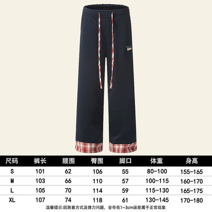 Natural gray American curled wide-leg sports pants for women in autumn and winter loose straight casual women's long pants