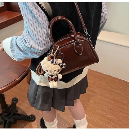 Japanese bag Christmas bowling hand-held red bag ladies 2024 new retro shoulder messenger bag