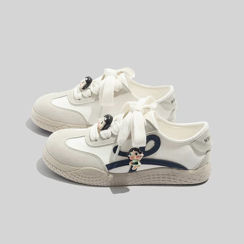 BEIER niche retro German training shoes low-top soft bottom beige women's shoes 2025 new summer flat white shoes for women