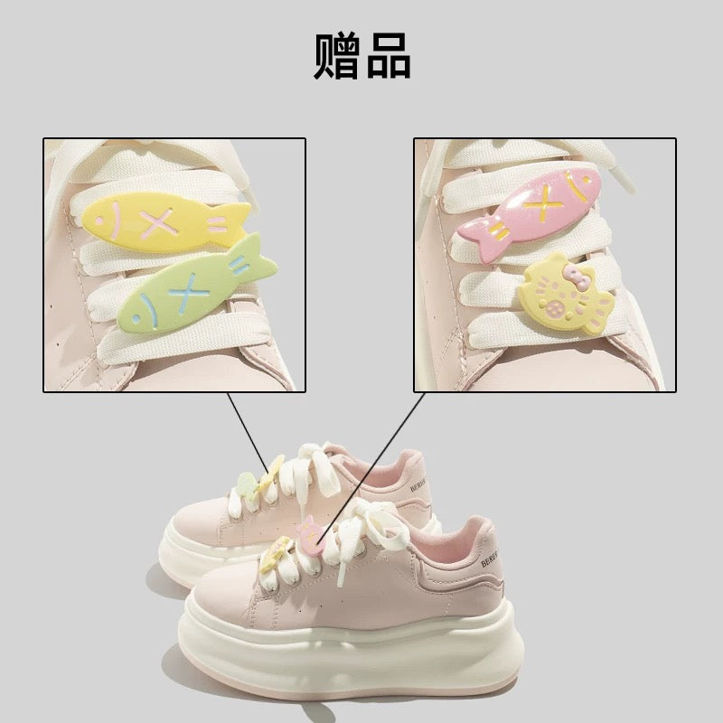 BEIER pink thick-soled white shoes for women 2025 spring new niche height-enhancing casual hot-selling fashion sneakers