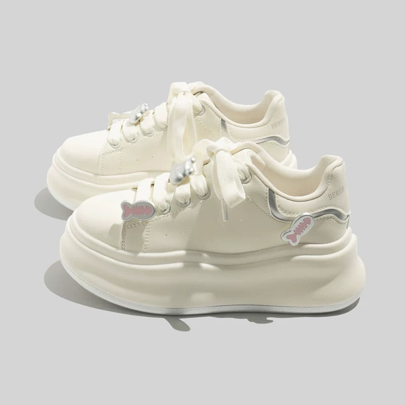BEIER pink thick-soled white shoes for women 2025 spring new niche height-enhancing casual hot-selling fashion sneakers