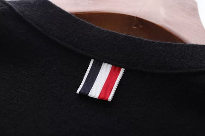 Early autumn new style t anchor knitted cardigan V-neck classic four-stripe three-color webbing navy style same style for men and women