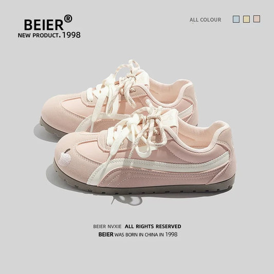 BEIER embroidery design German training shoes 2025 new low-top versatile casual soft-soled white shoes lightweight women's shoes
