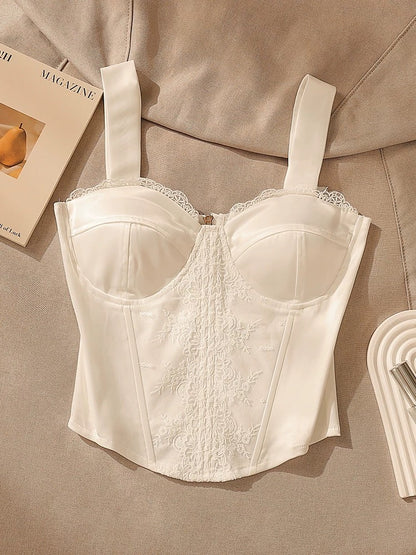 Lace camisole for women, sexy fishbone waist, slimming chest, slimming bottoming top