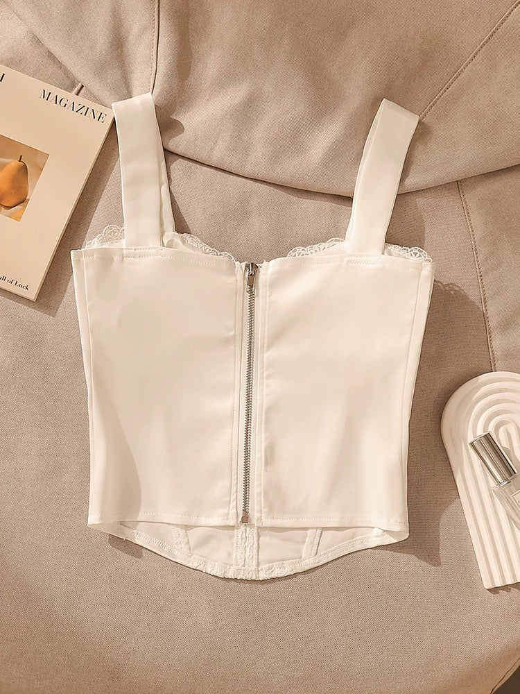 Lace camisole for women, sexy fishbone waist, slimming chest, slimming bottoming top