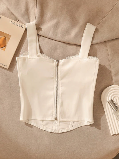 Lace camisole for women, sexy fishbone waist, slimming chest, slimming bottoming top