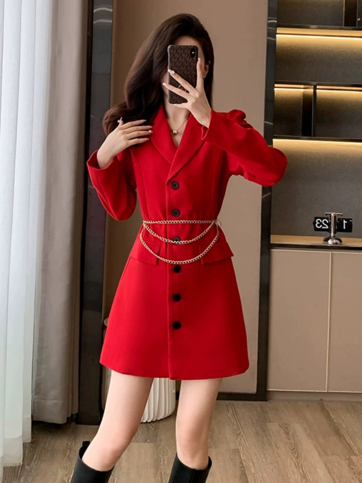 Women's Spring/Christmas Outfit Dress, High-End Red Dress, Women's Chinese New Year Outfit, Petite Fitted Dress