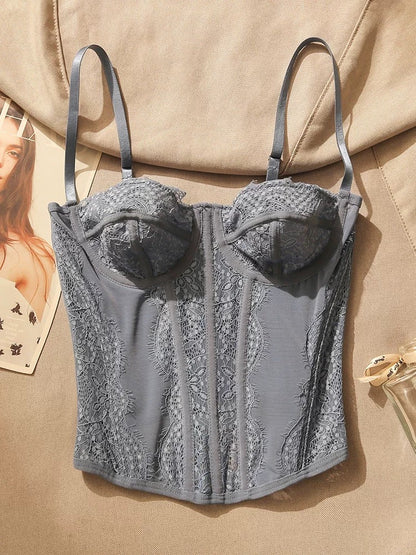 Beautiful lace fishbone waist camisole for women in summer, sexy bra design, bottoming sleeveless top