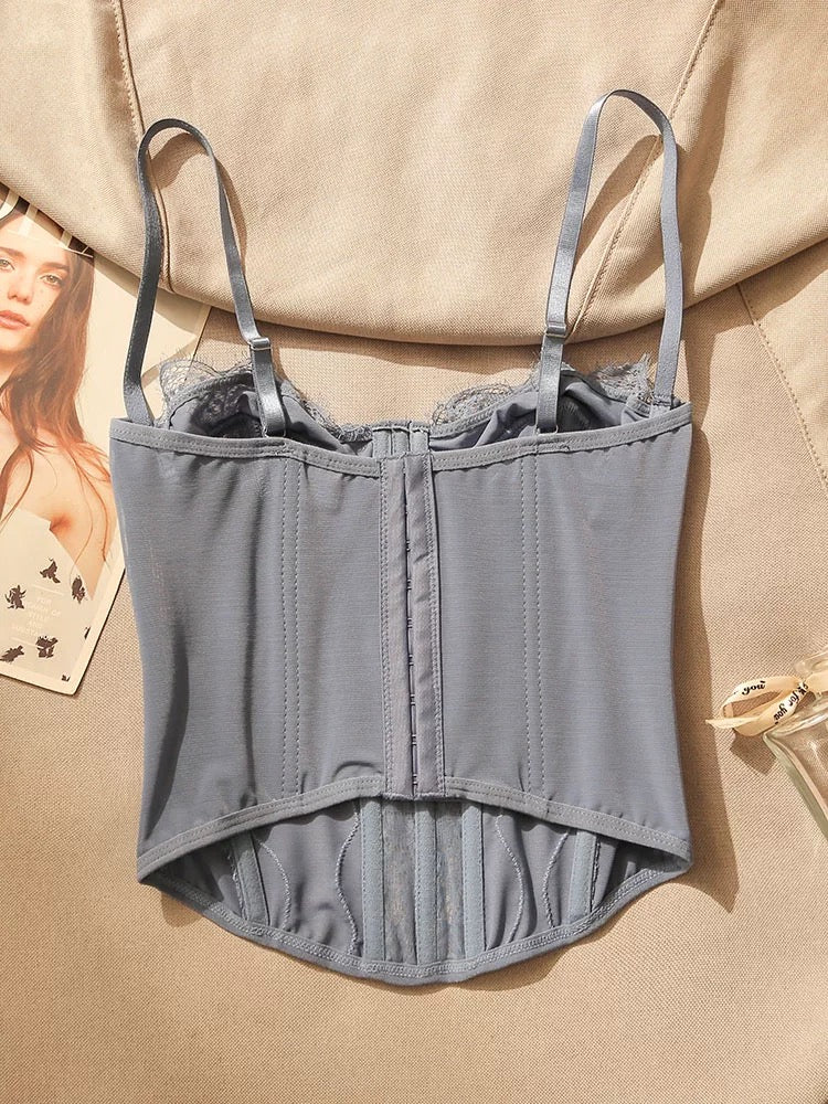 Beautiful lace fishbone waist camisole for women in summer, sexy bra design, bottoming sleeveless top