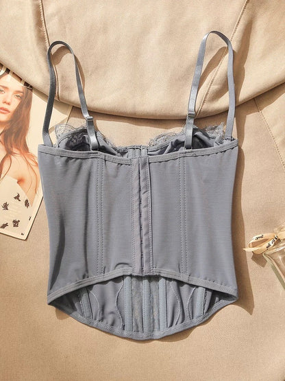Beautiful lace fishbone waist camisole for women in summer, sexy bra design, bottoming sleeveless top