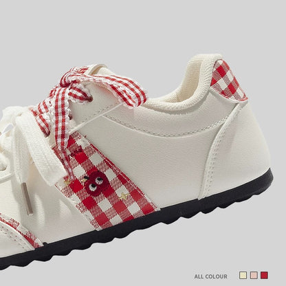 BEIER color matching women's shoes design embroidery apple German training shoes 2025 new low-top soft sole casual white shoes