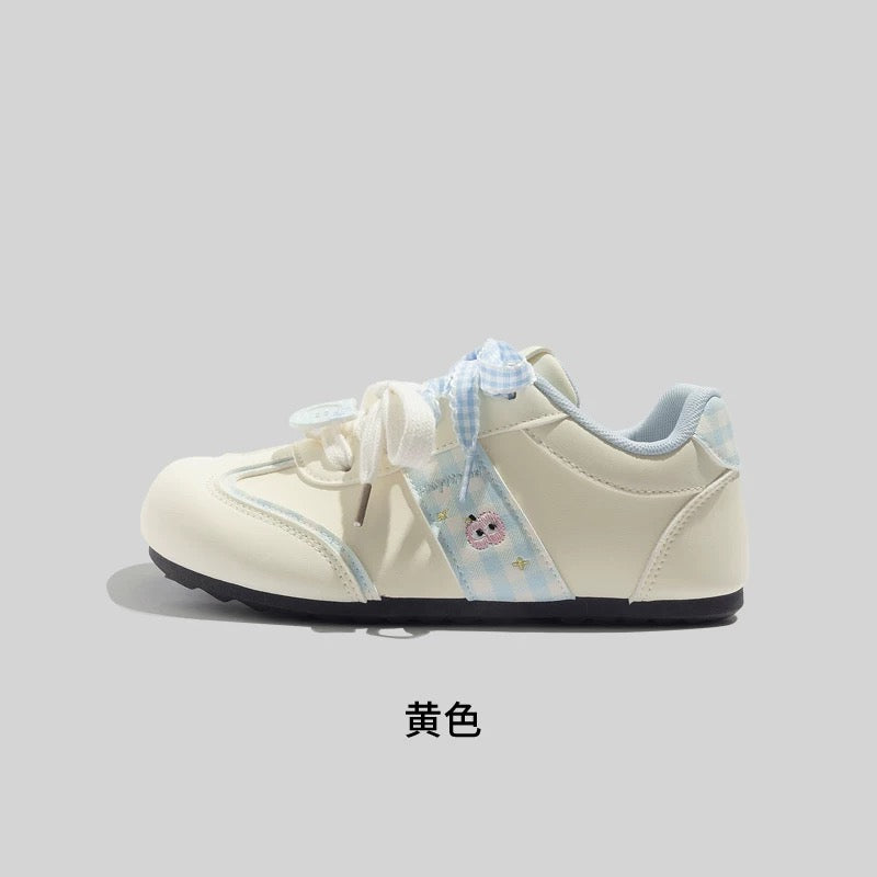 BEIER color matching women's shoes design embroidery apple German training shoes 2025 new low-top soft sole casual white shoes