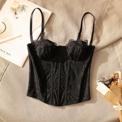 Beautiful lace fishbone waist camisole for women in summer, sexy bra design, bottoming sleeveless top
