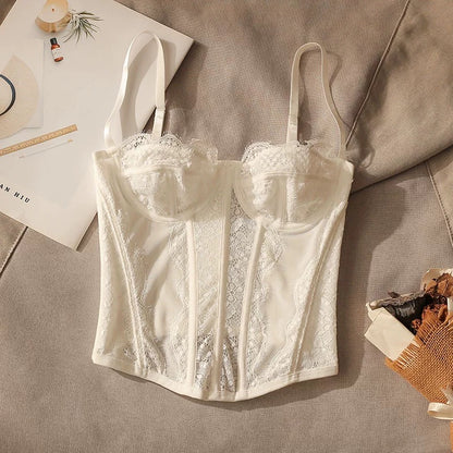 Beautiful lace fishbone waist camisole for women in summer, sexy bra design, bottoming sleeveless top