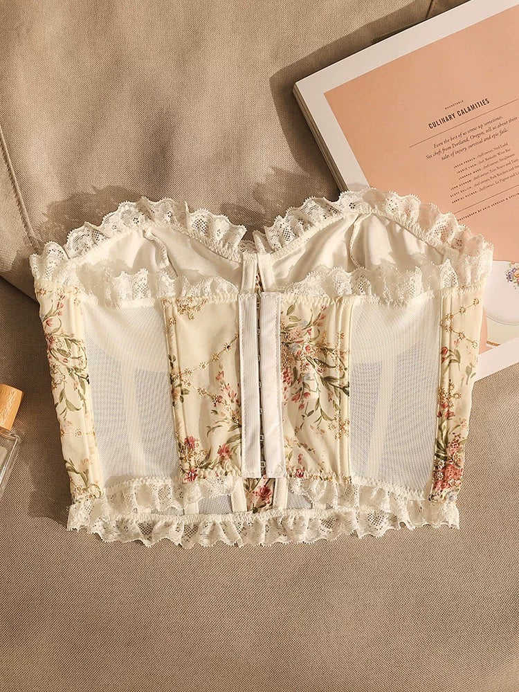 French embroidered fishbone camisole for women with hollowed-out back bra, slimming bottom sleeveless top