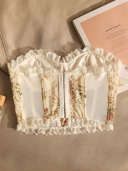 French embroidered fishbone camisole for women with hollowed-out back bra, slimming bottom sleeveless top