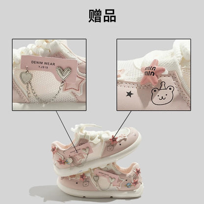BEIER niche soft bottom shoes 2025 new summer breathable mesh casual sports white shoes lightweight women's shoes