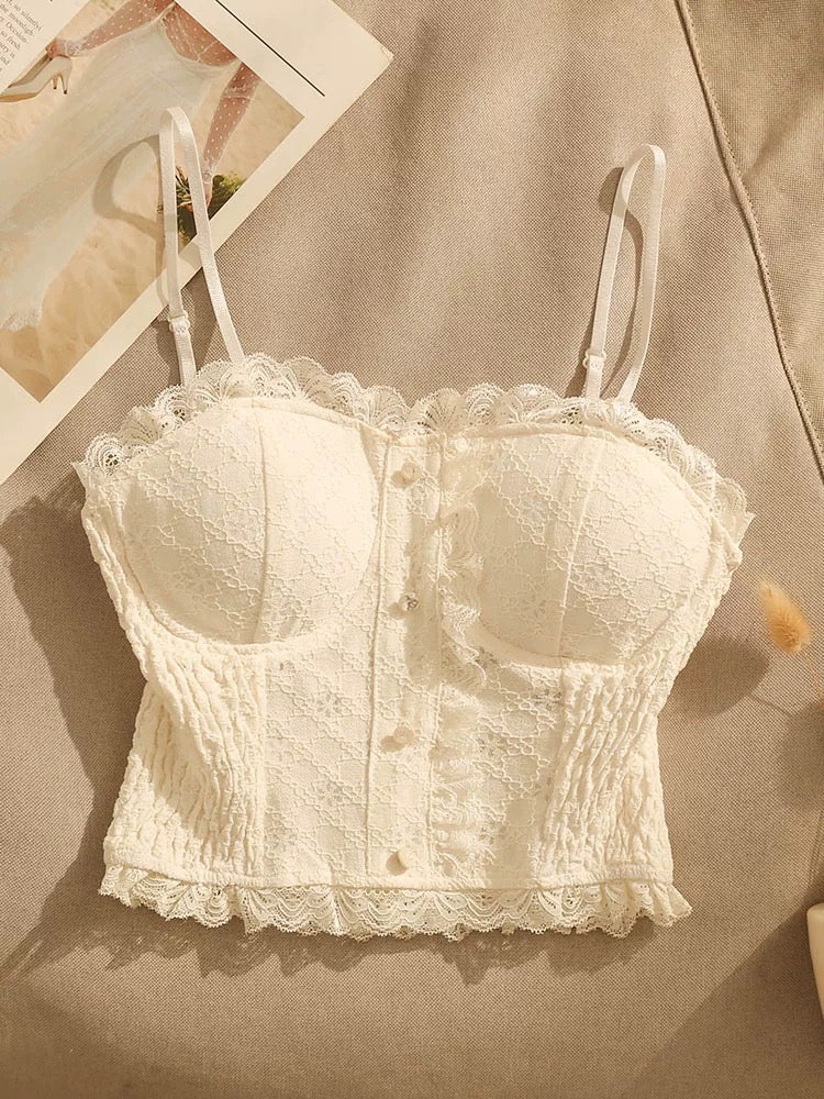 Lace camisole for women, sexy back, slim fit, padded design, tube top