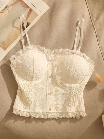 Lace camisole for women, sexy back, slim fit, padded design, tube top