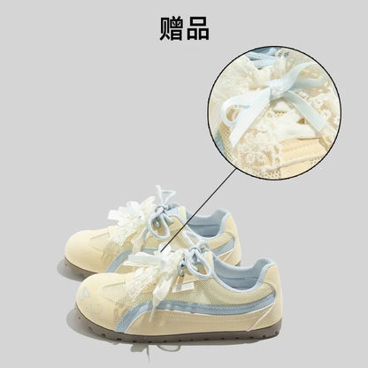 BEIER flat-bottom round-toe German training shoes 2025 new breathable versatile mesh lightweight casual versatile white shoes for women