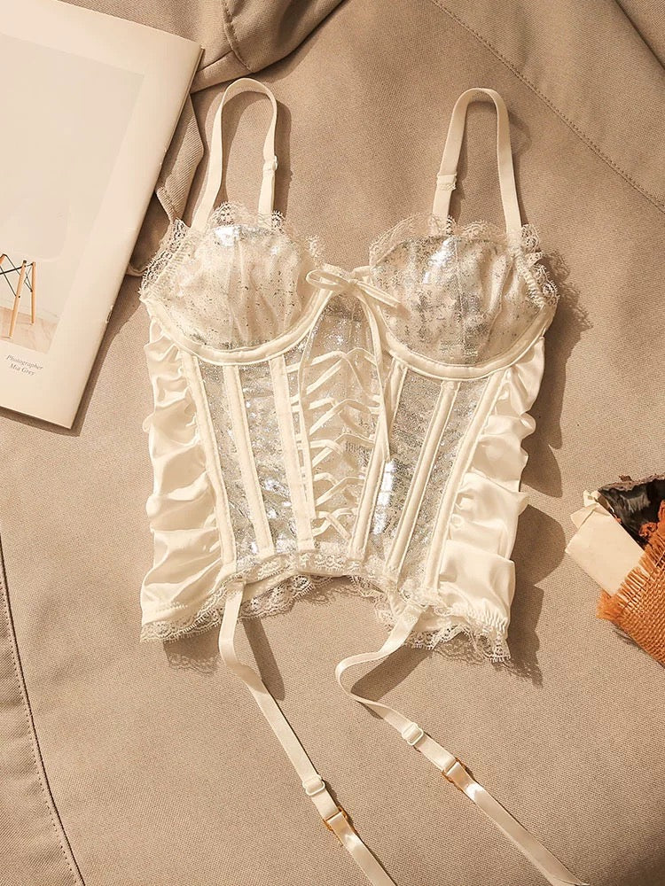 Pure sexy lace cross strap camisole for women with hollow waist and slim design bottoming top