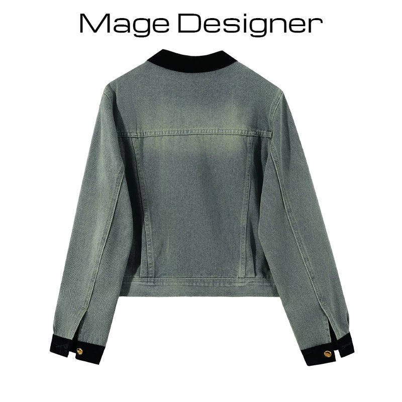 New Chinese style light national style small size buttoned tops women's early spring 2024 new high-end denim short jacket