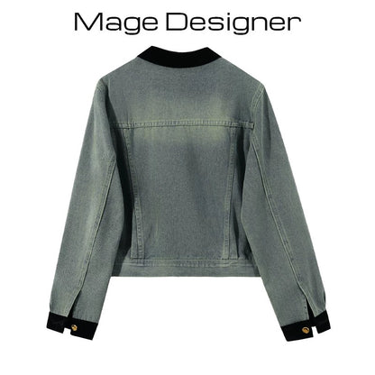 New Chinese style light national style small size buttoned tops women's early spring 2024 new high-end denim short jacket