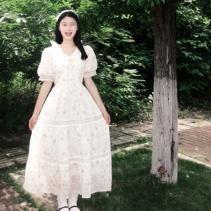 French doll collar floral dress for women 2023 new style exquisite high-end temperament first love skirt for women summer