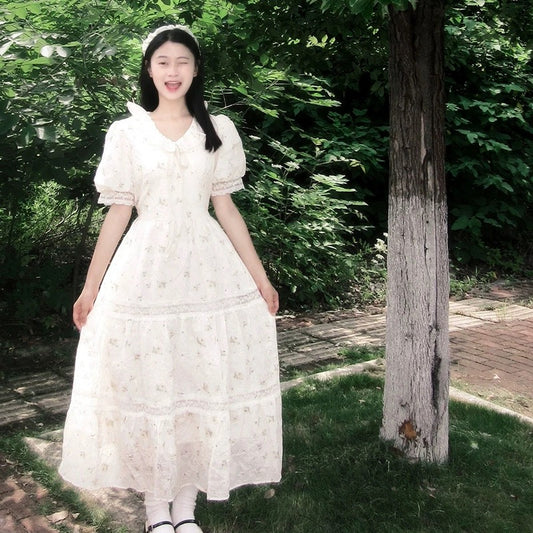 French doll collar floral dress for women 2023 new style exquisite high-end temperament first love skirt for women summer