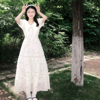 French doll collar floral dress for women 2023 new style exquisite high-end temperament first love skirt for women summer