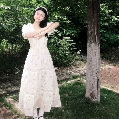 French doll collar floral dress for women 2023 new style exquisite high-end temperament first love skirt for women summer