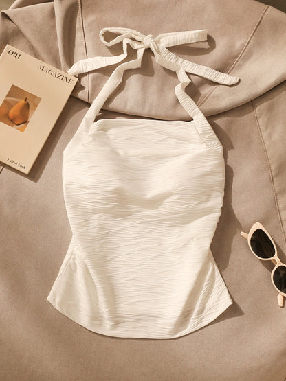 Hot girl pure desire halter neck suspender small vest female summer wear sexy beautiful back high-end slim fit thin sleeveless top