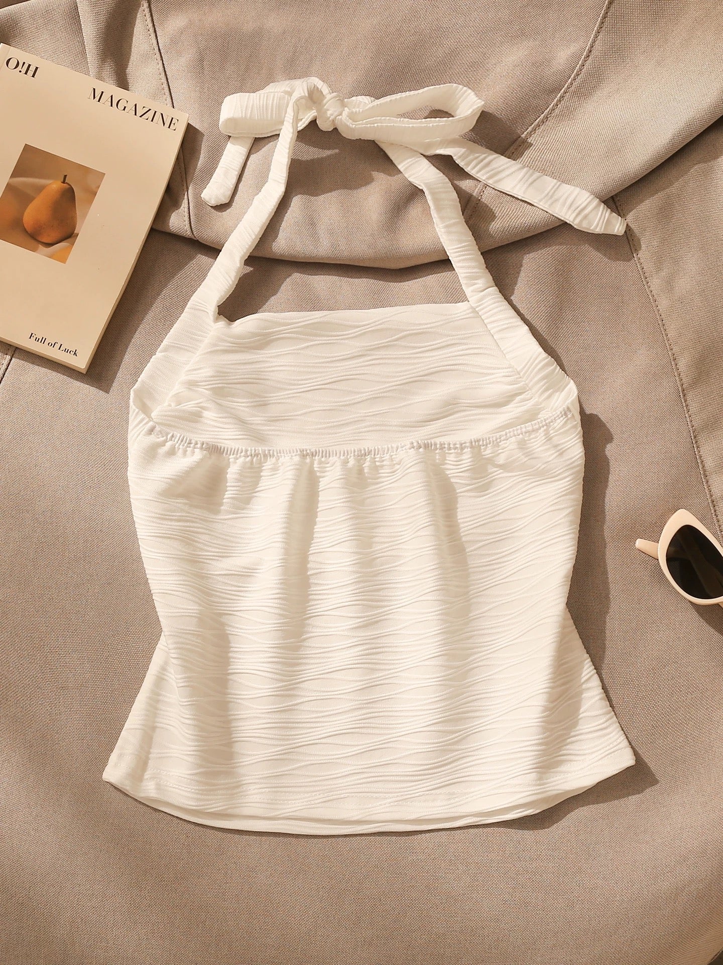 Hot girl pure desire halter neck suspender small vest female summer wear sexy beautiful back high-end slim fit thin sleeveless top