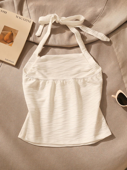 Hot girl pure desire halter neck suspender small vest female summer wear sexy beautiful back high-end slim fit thin sleeveless top