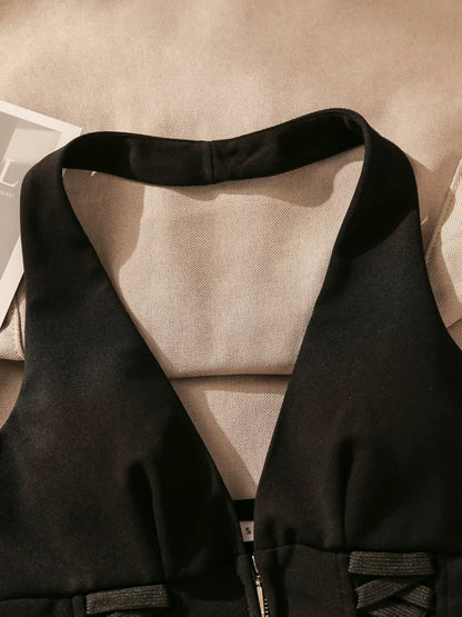 Sexy hot girl halter neck camisole for women in summer wear V-neck beautiful back slimming off-shoulder design sleeveless top