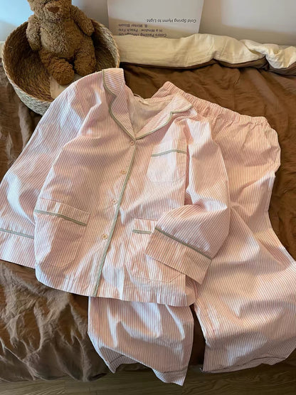 Sin Glee Sweet Pink Striped Pajamas – Women's Long-Sleeve Loungewear Set (Spring 2026)