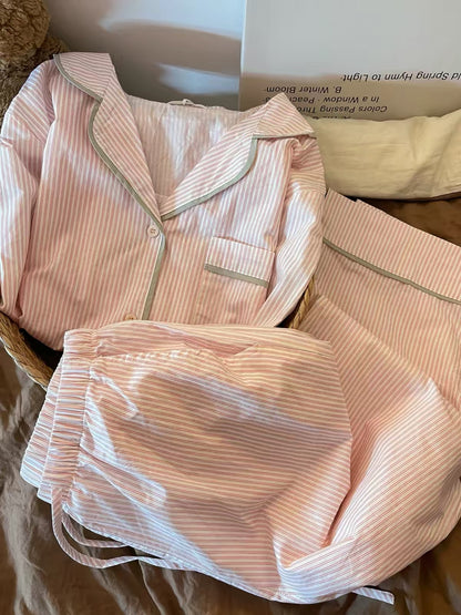 Sin Glee Sweet Pink Striped Pajamas – Women's Long-Sleeve Loungewear Set (Spring 2026)