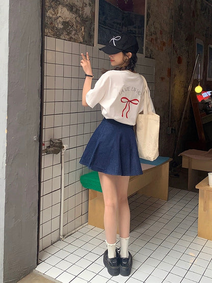 Lu Xiao Tuantuan high waist A-line denim skirt for women 2024 spring new Korean loose slimming short skirt
