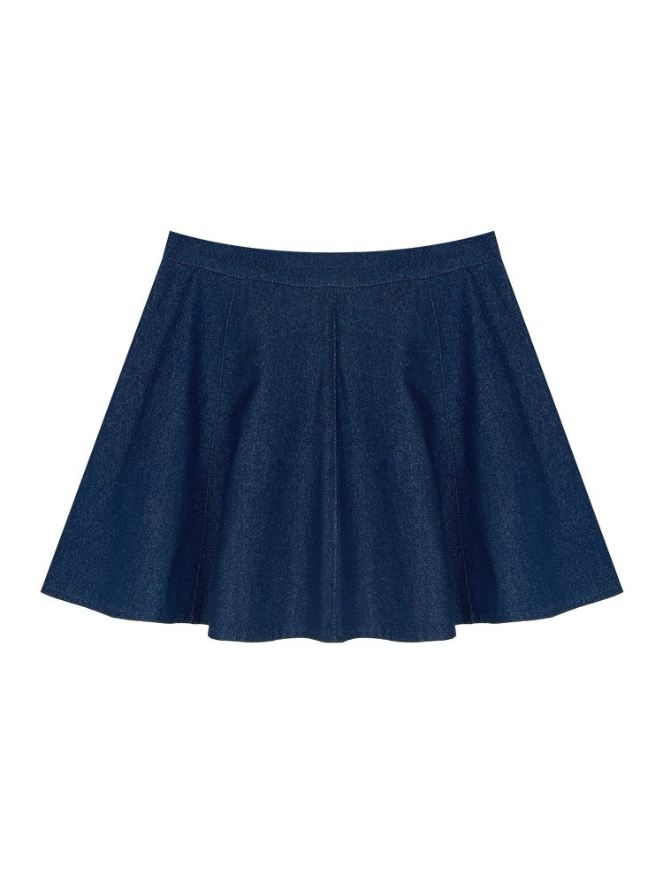 Lu Xiao Tuantuan high waist A-line denim skirt for women 2024 spring new Korean loose slimming short skirt