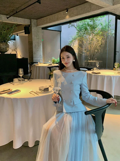 Feng Xinying's fashionable Scarlett 2025 super hot spring suit, spring wear top, jacket, women's gauze skirt