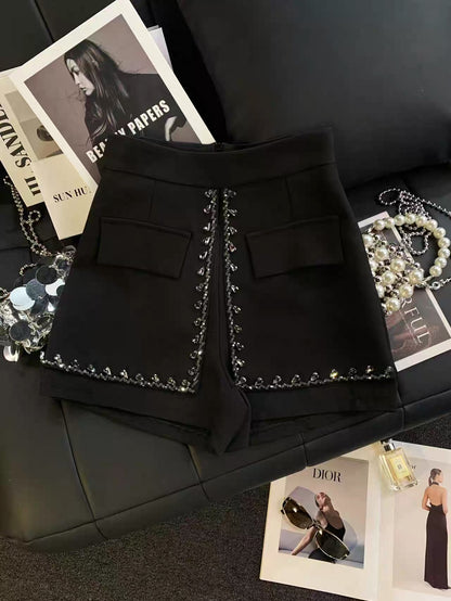 ZHOUYI/Monday Summer 2025 Hot Selling Shorts: Stylish Rhinestone Pants, Versatile, Leg-Lengthening, Elegant Suit Pants
